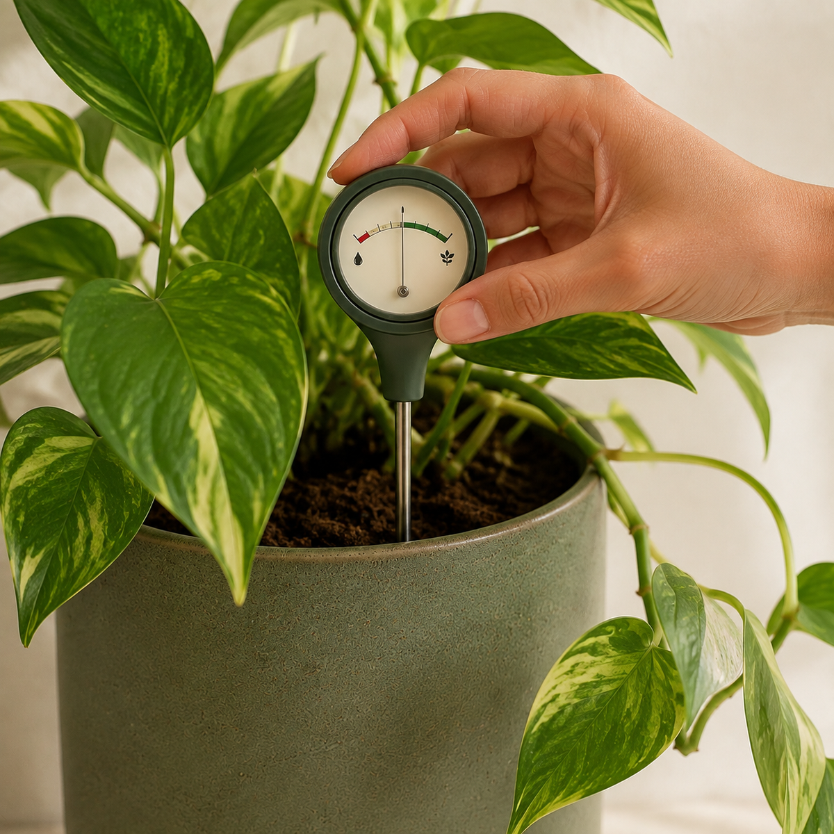 Analog Soil Moisture Meter — in-use view
