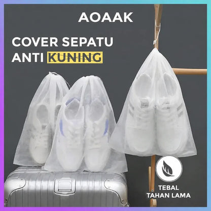 AOAAK Drawstring Shoe & Travel Storage Bags — 10 Pack — white drawstring shoe bags in three sizes